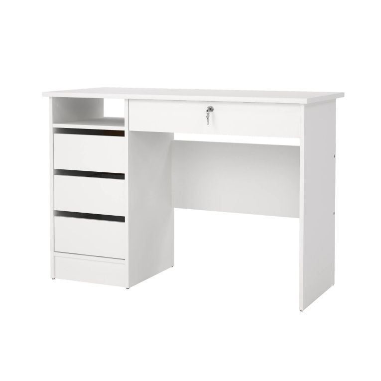 Scrivania Eliane, Scrittoio multiuso, Tavolo per ufficio porta PC, Piano di lavoro, 49x109 h76 cm, Bianco