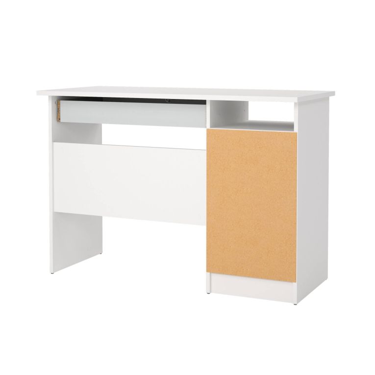 Scrivania Eliane, Scrittoio multiuso, Tavolo per ufficio porta PC, Piano di lavoro, 49x109 h76 cm, Bianco