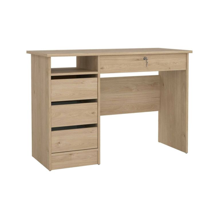 Scrivania Eliane, Scrittoio multiuso, Tavolo per ufficio porta PC, Piano di lavoro, 49x109 h76 cm, Rovere