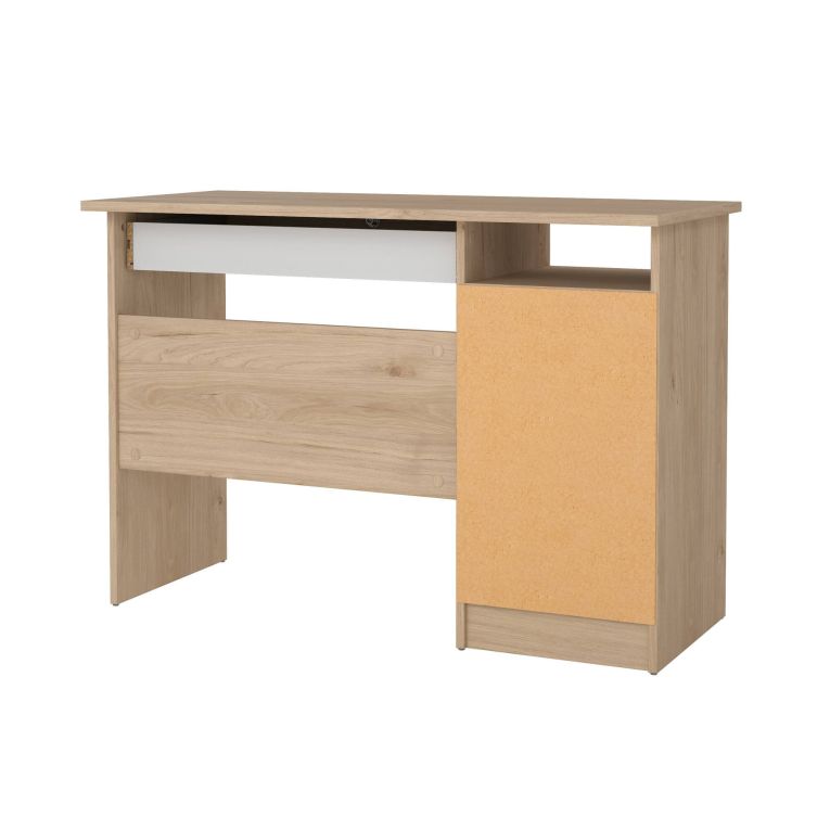 Scrivania Eliane, Scrittoio multiuso, Tavolo per ufficio porta PC, Piano di lavoro, 49x109 h76 cm, Rovere
