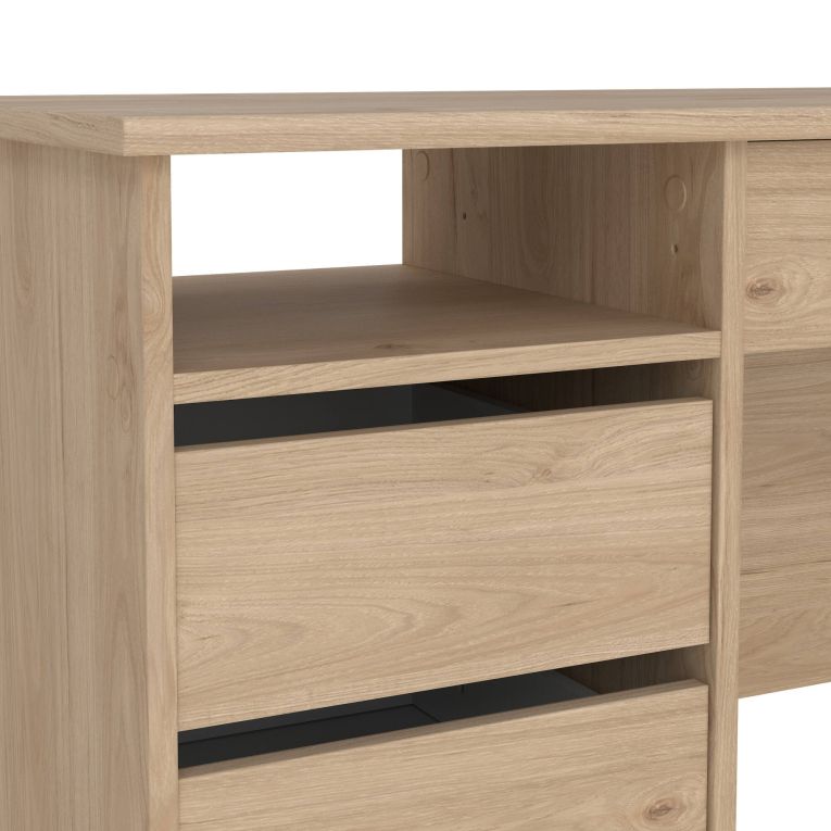 Scrivania Eliane, Scrittoio multiuso, Tavolo per ufficio porta PC, Piano di lavoro, 49x109 h76 cm, Rovere