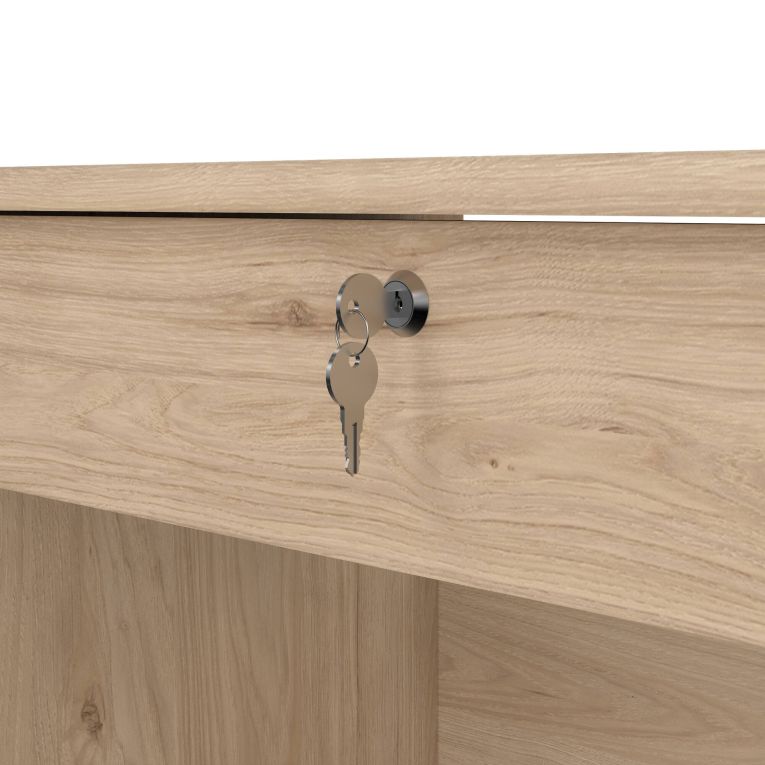 Scrivania Eliane, Scrittoio multiuso, Tavolo per ufficio porta PC, Piano di lavoro, 49x109 h76 cm, Rovere