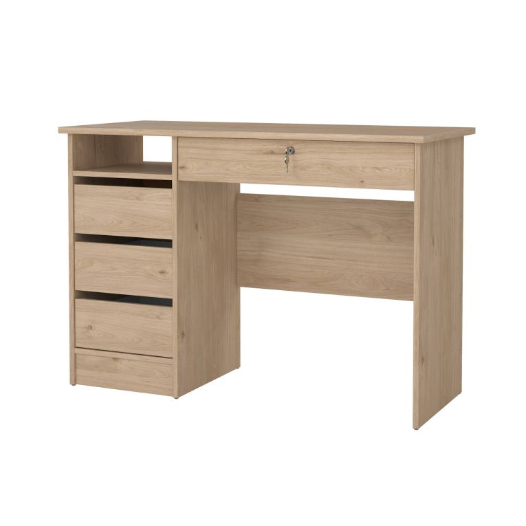 Scrivania Eliane, Scrittoio multiuso, Tavolo per ufficio porta PC, Piano di lavoro, 49x109 h76 cm, Rovere
