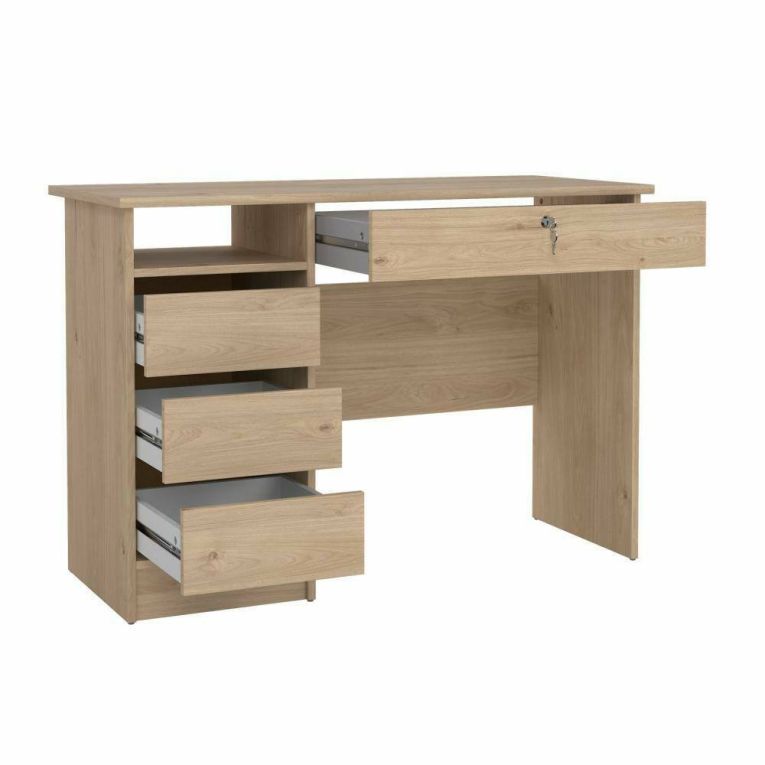 Scrivania Eliane, Scrittoio multiuso, Tavolo per ufficio porta PC, Piano di lavoro, 49x109 h76 cm, Rovere