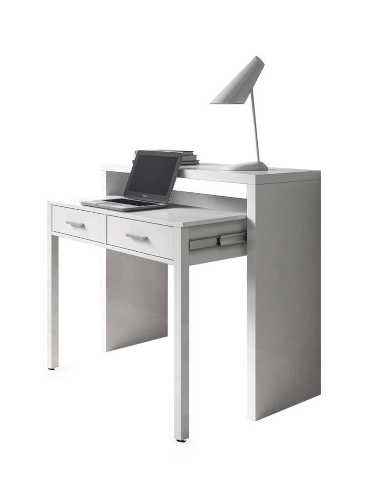 Scrivania estensibile bianca 98x36cm con 2 cassetti - Andriy