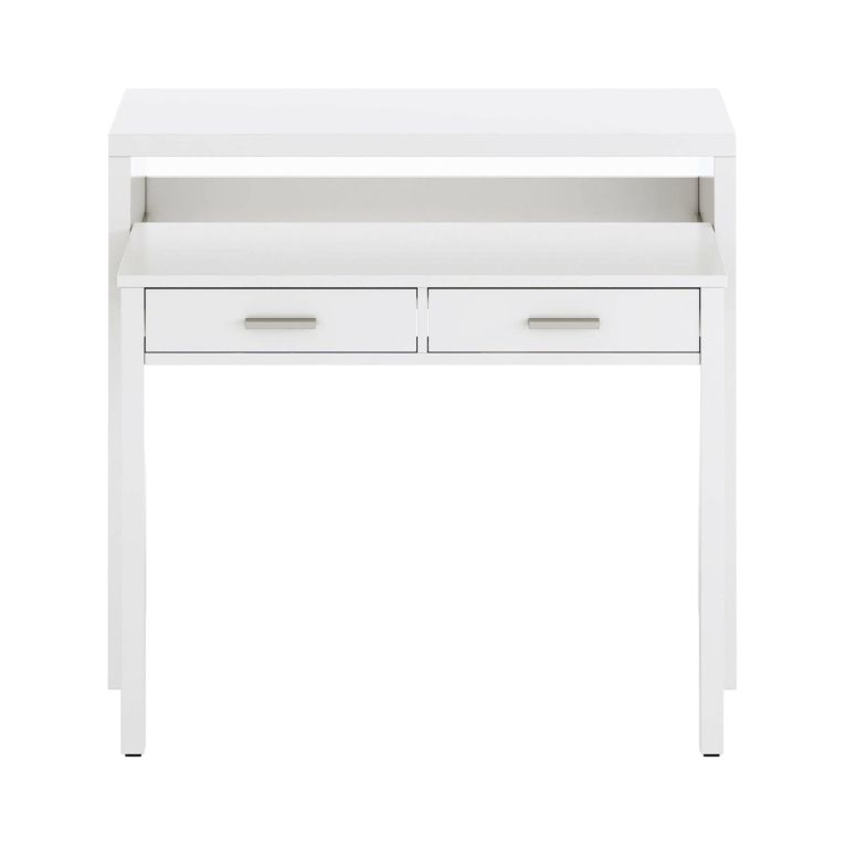 Scrivania estensibile bianca 98x36cm con 2 cassetti - Andriy