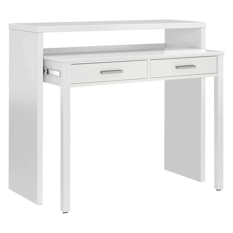 Scrivania estensibile bianca 98x36cm con 2 cassetti - Andriy