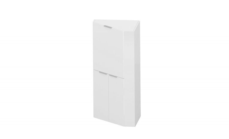 Scrivania Gianmaria, Mobile multiuso con scaffali e piano da lavoro, Tavolo multiuso per ufficio, Scrivania salvaspazio multiposizione, 100% Made in Italy, cm 70x57h140, Bianco lucido