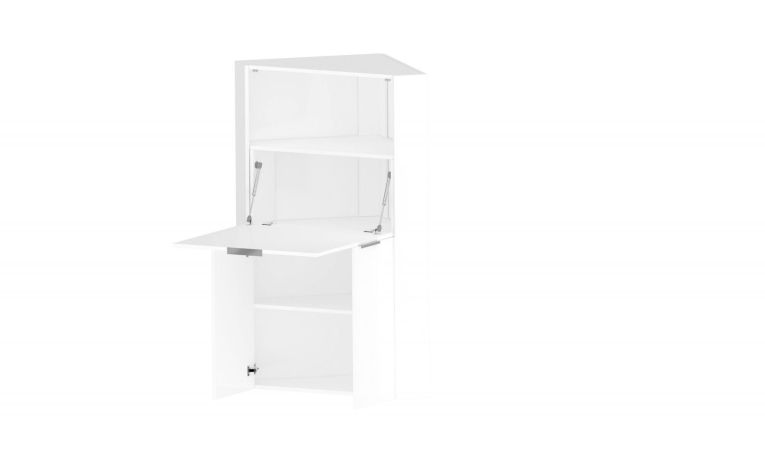 Scrivania Gianmaria, Mobile multiuso con scaffali e piano da lavoro, Tavolo multiuso per ufficio, Scrivania salvaspazio multiposizione, 100% Made in Italy, cm 70x57h140, Bianco lucido