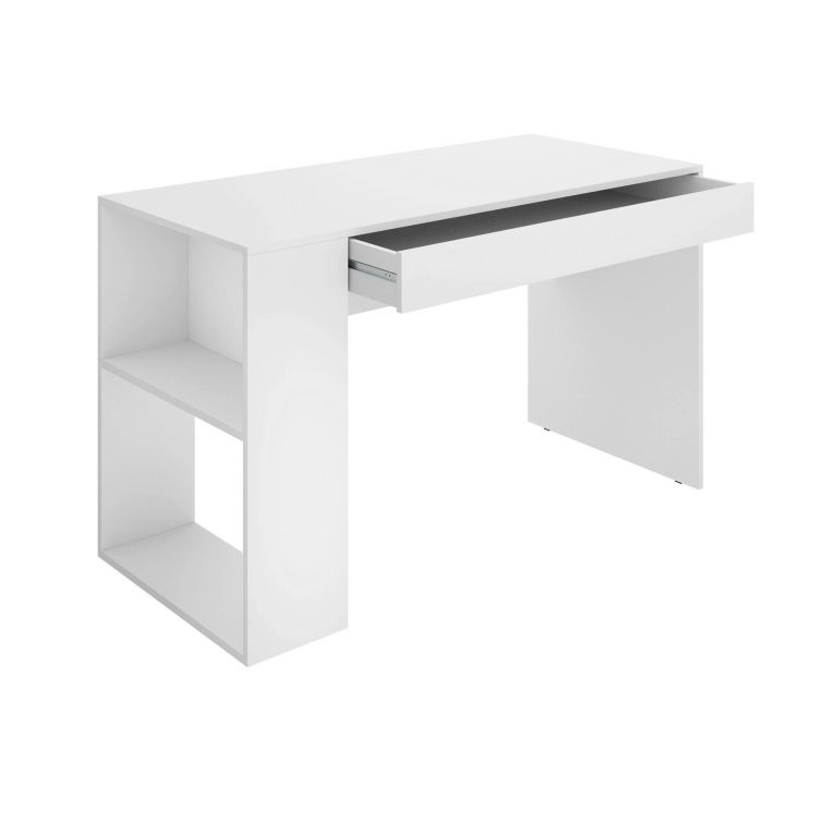 Scrivania Grigna, Scrittoio multiuso, Tavolo per ufficio porta PC, Piano di lavoro, 115x50 h74 cm, Bianco
