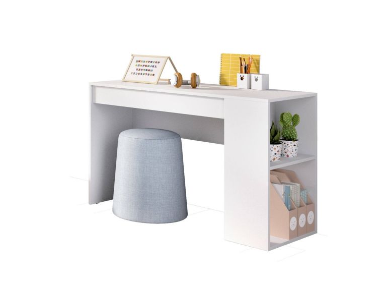 Scrivania Grigna, Scrittoio multiuso, Tavolo per ufficio porta PC, Piano di lavoro, 115x50 h74 cm, Bianco