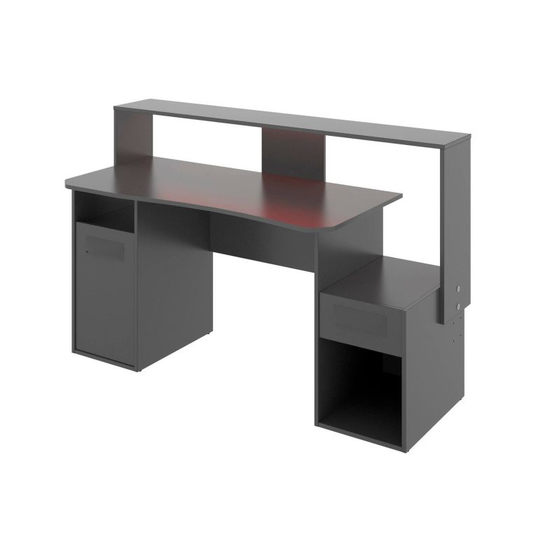 Scrivania lineare antracite 154x69cm con 1 cassetto - Albertino