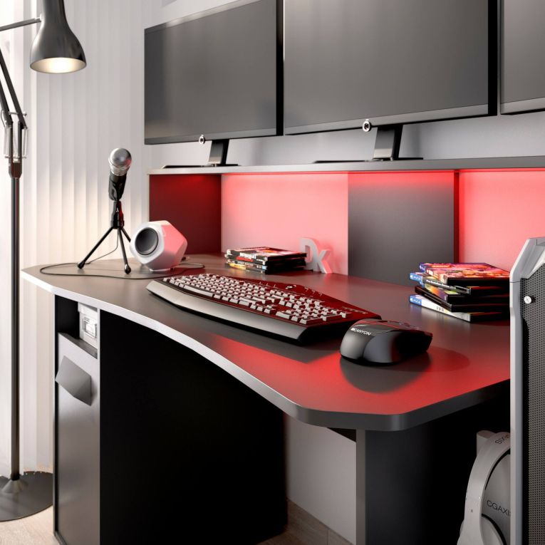 Scrivania lineare antracite 154x69cm con 1 cassetto - Albertino