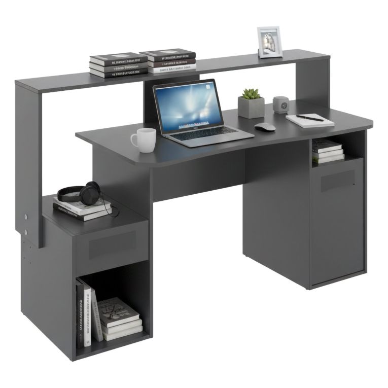 Scrivania lineare antracite 154x69cm in legno - Albertino