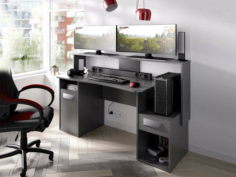 Scrivania lineare antracite 154x69cm in legno - Albertino