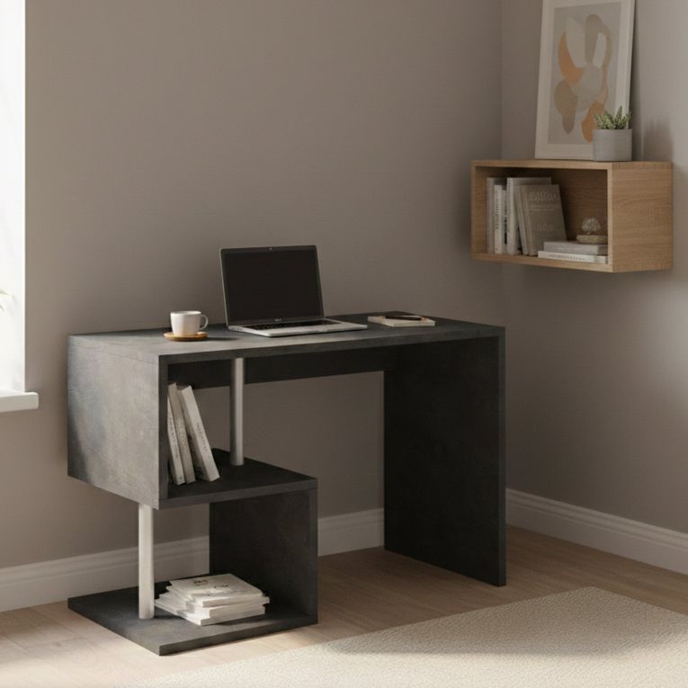 Scrivania lineare ardesia 100x50cm con supporto pc - Acan