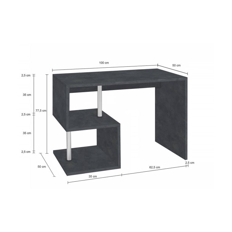 Scrivania lineare ardesia 100x50cm con supporto pc - Acan