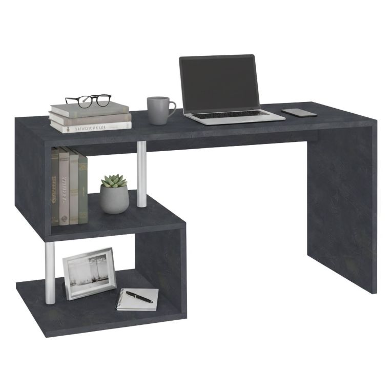 Scrivania lineare ardesia 140x60cm con supporto pc - Atemis