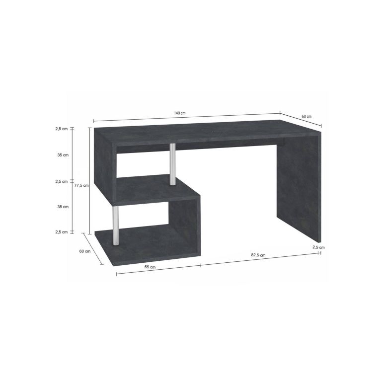 Scrivania lineare ardesia 140x60cm con supporto pc - Atemis