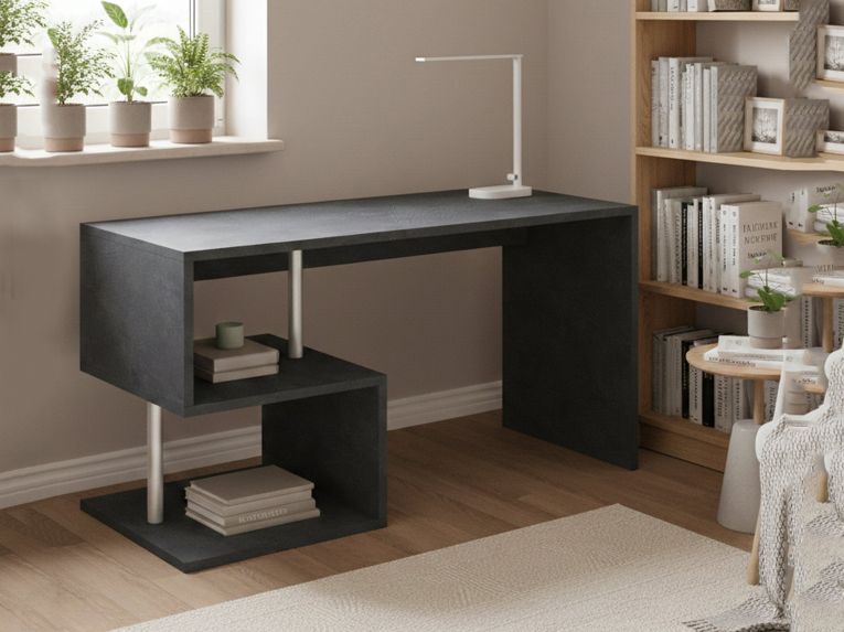 Scrivania lineare ardesia 140x60cm con supporto pc - Atemis