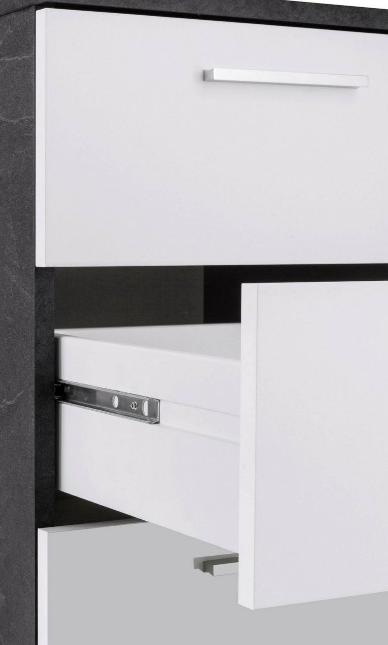 Scrivania lineare ardesia 160x90cm con 3 cassetti - Bardi