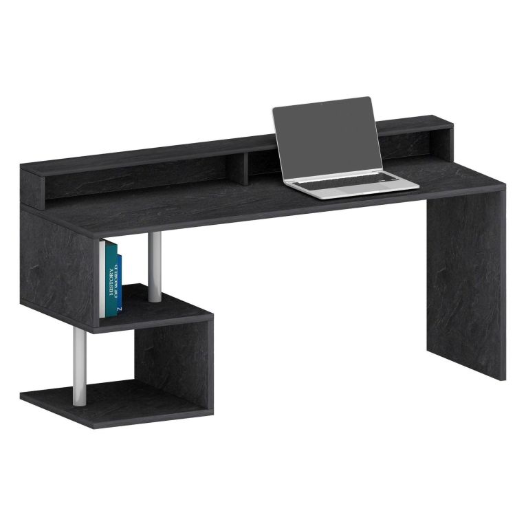 Scrivania lineare ardesia 180x60cm con supporto computer - Arre