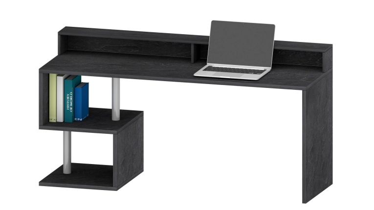 Scrivania lineare ardesia 180x60cm con supporto computer - Arre