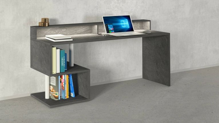 Scrivania lineare ardesia 180x60cm con supporto computer - Arre