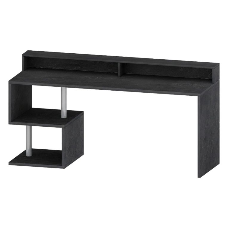 Scrivania lineare ardesia 180x60cm con supporto computer - Arre