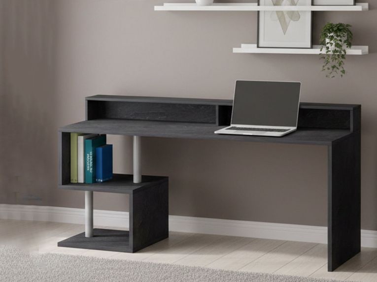 Scrivania lineare ardesia 180x60cm con supporto computer - Arre