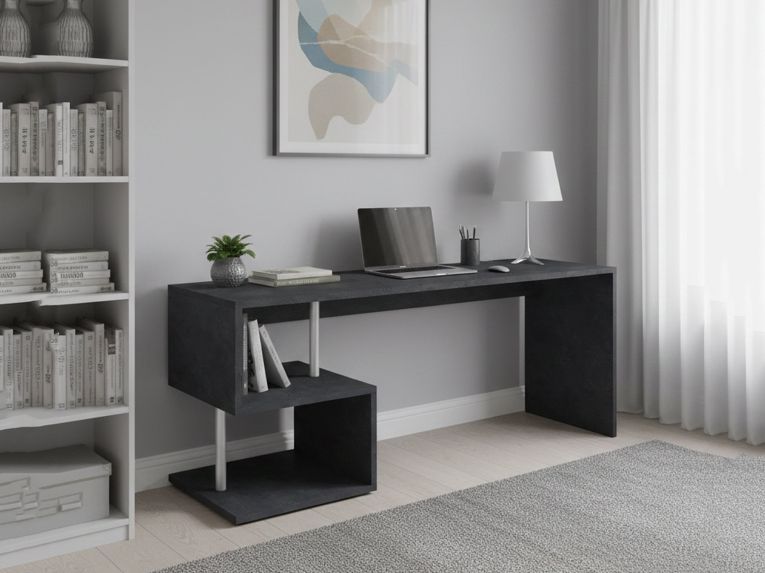 Scrivania lineare ardesia 180x60cm con supporto pc - Poseidone