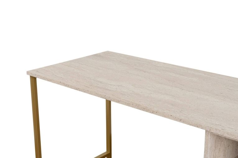Scrivania lineare beige e oro 240x60cm con supporto computer - Violet