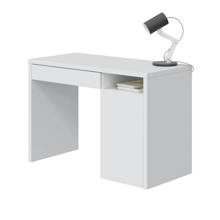 Scrivania lineare bianca 108x50cm con 1 cassetto - Ally