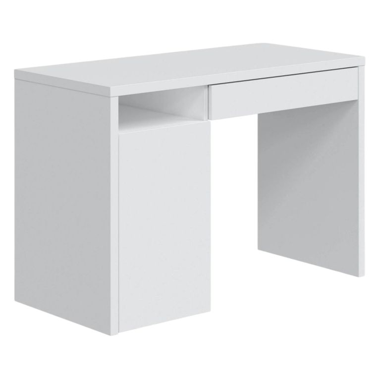 Scrivania lineare bianca 108x50cm con 1 cassetto - Ally