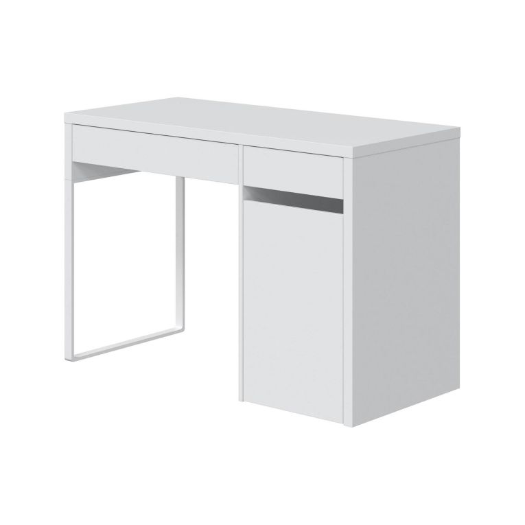 Scrivania lineare bianca 108x50cm con 2 cassetti - Arica
