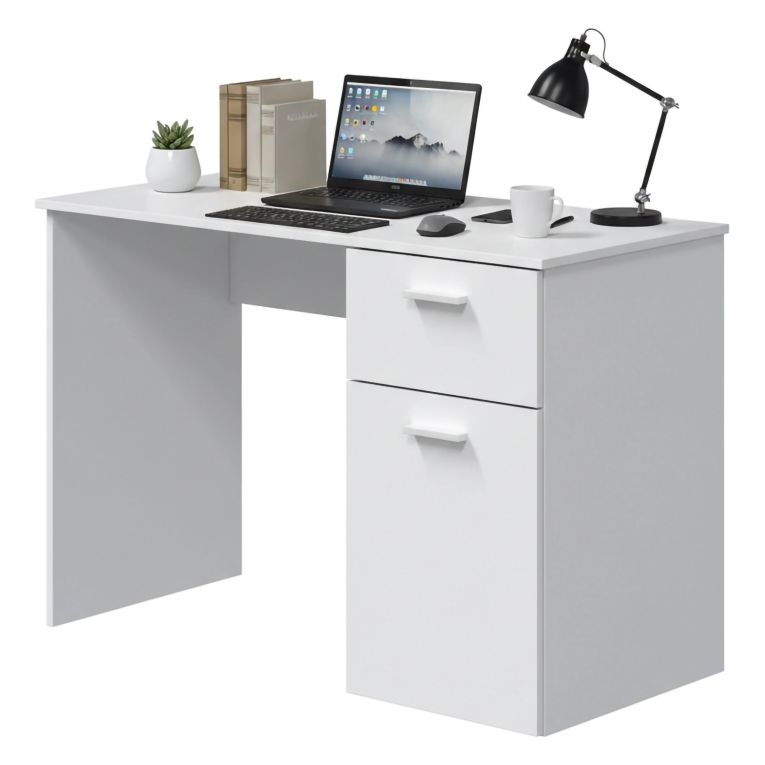 Scrivania lineare bianca 108x50cm in legno - Apos