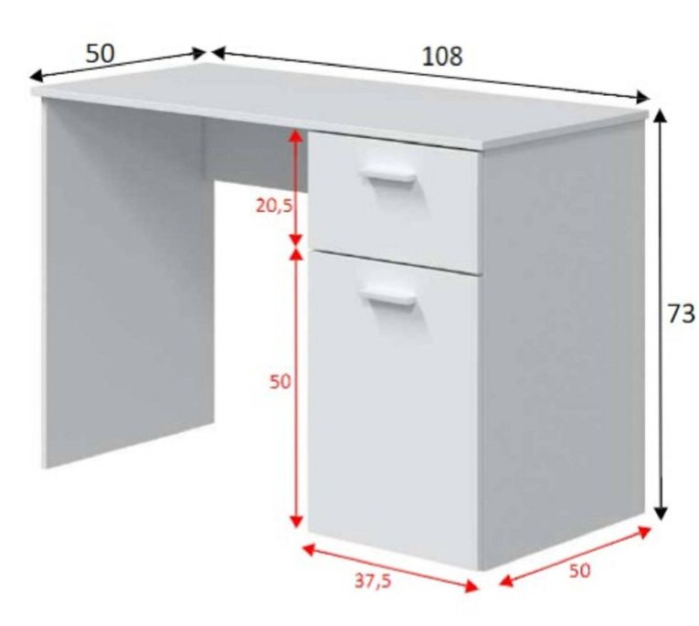 Scrivania lineare bianca 108x50cm in legno - Apos