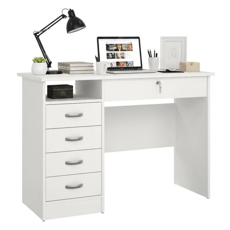 Scrivania lineare bianca 109x48cm in legno - Amor