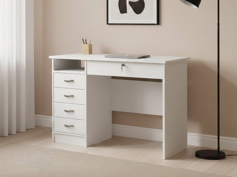 Scrivania lineare bianca 109x48cm in legno - Amor