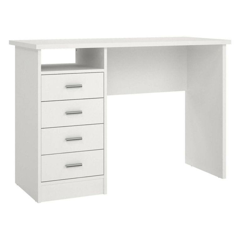 Scrivania lineare bianca 110x45cm con 3 cassetti - Appollo