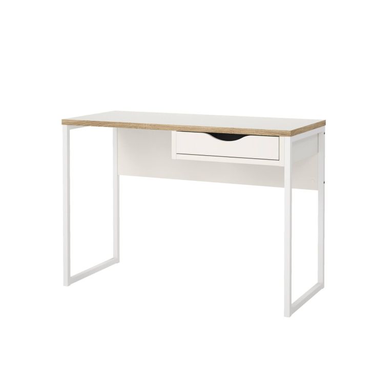 Scrivania lineare bianca 110x48cm con 1 cassetto - Agave