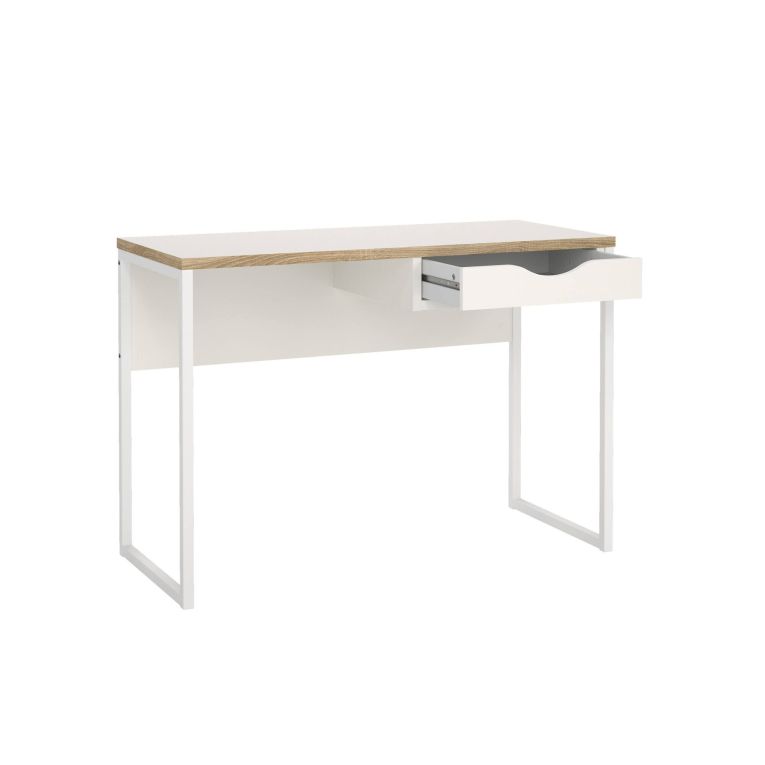 Scrivania lineare bianca 110x48cm con 1 cassetto - Agave