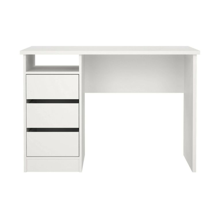 Scrivania lineare bianca 110x48cm con 3 cassetti - Huaning