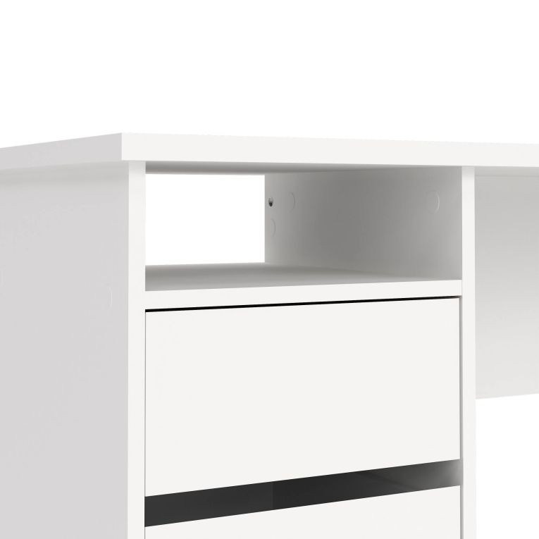 Scrivania lineare bianca 110x48cm con 3 cassetti - Huaning