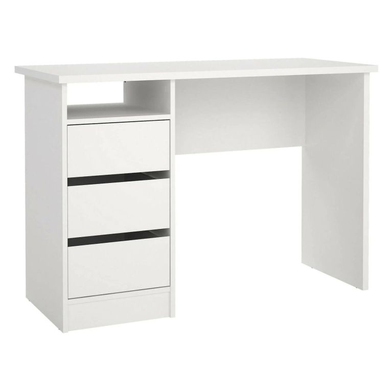 Scrivania lineare bianca 110x48cm con 3 cassetti - Huaning