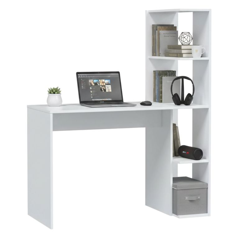 Scrivania lineare bianca 110x50cm con libreria - Abba