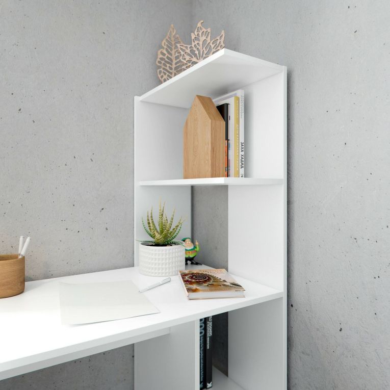 Scrivania lineare bianca 110x50cm con libreria - Abba