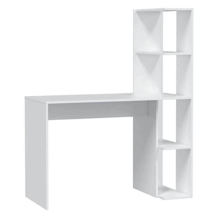 Scrivania lineare bianca 110x50cm con libreria - Abba