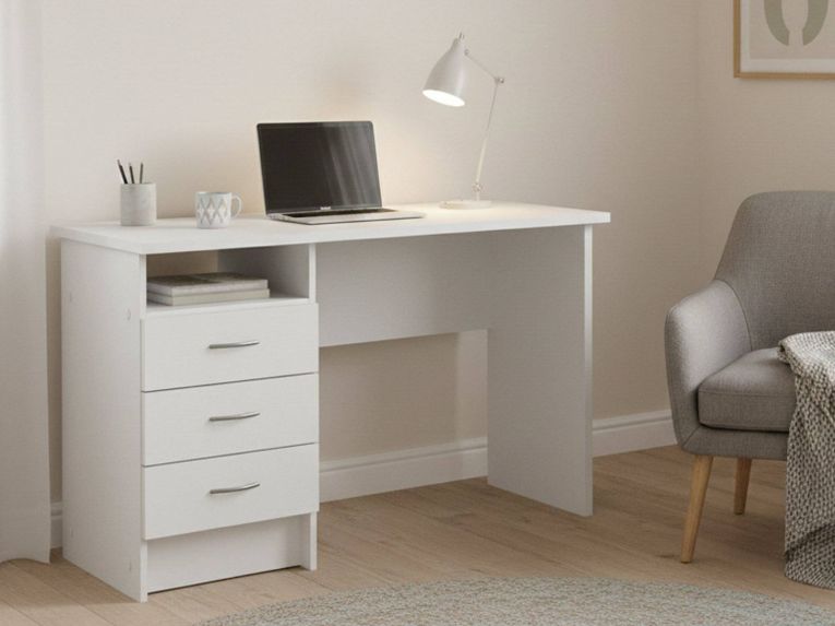 Scrivania lineare bianca 120x48cm in legno - Andre