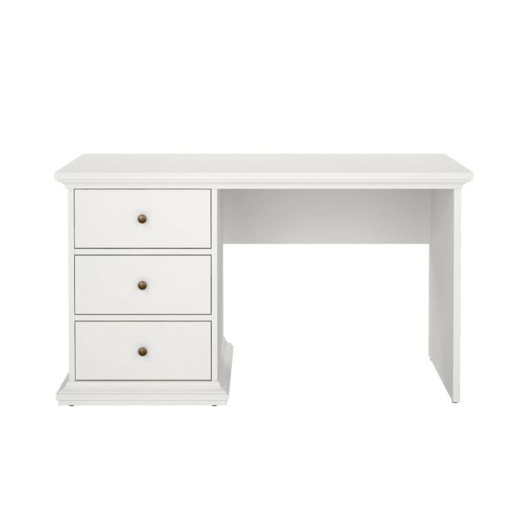 Scrivania lineare bianca 130x61cm con 3 cassetti - Agia